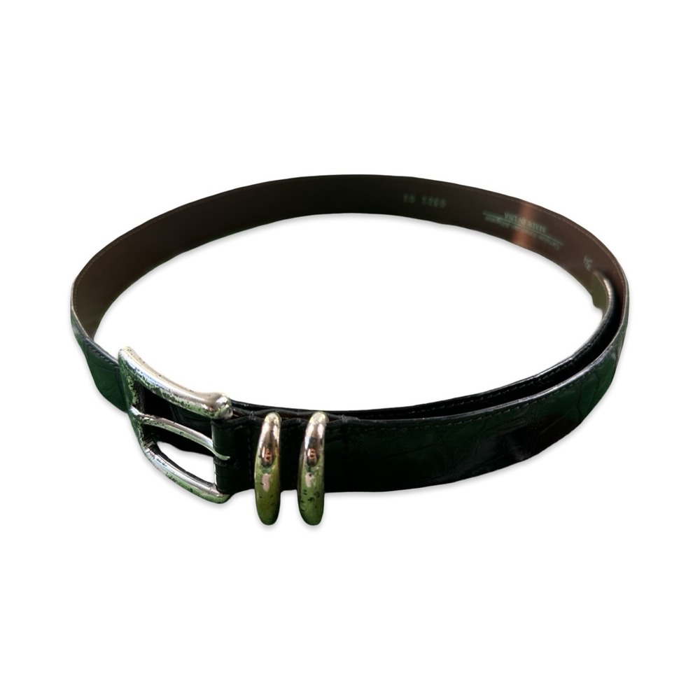 Bespoke Genuine American Alligator Black Belt Mens 34 Made in USA